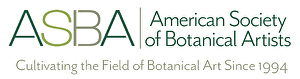 Logo of the american society of botanical artists with the tagline "cultivating the field of botanical art since 1994.